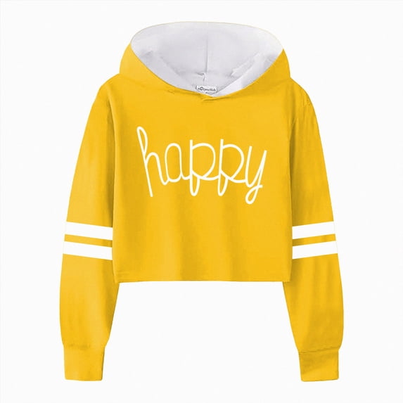 Gubotare Hoodies for Girls Long Sleeve Fashion Sweatshirts Casual Cute Funny Oversized Pullover Top Kids Clothes (Yellow, 10-12 Years)
