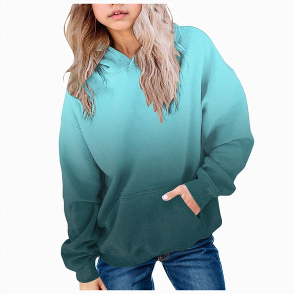 Gubotare Hoodies for Teen Girls Cute Trendy Youth Long Sleeve Oversized Hooded Sweatshirts Tween Tops Winter Preppy Clothes (Light Blue, 140)