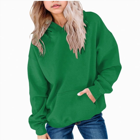 Gubotare Hoodies for Teen Girls Kids Boys Cute Sweatshirt Oversized Long Sleeve Pullover Tops Trendy Preppy Clothes 2-15 Years (Green, 5-6 Years)