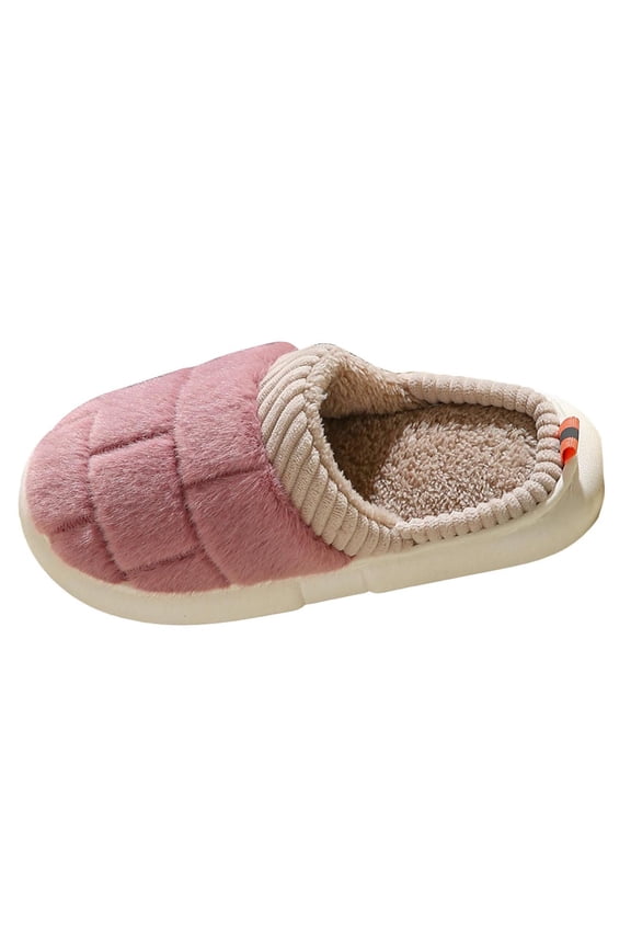 House Slippers Men Slippers Plush House Shoes Anti-Slip Warm Slip On Soft Flat Bedroom Lounge Outdoor for Woman Man Size 6 (Purple,6)