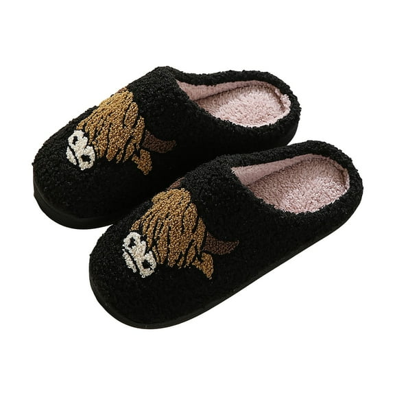 Gubotare House Slippers for Men And Women Slippers for Men House Warm Soft Plush Flop Slippers Flip On Shoes Slippers Men's Slipper Size 7 (Black,7)