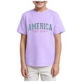 thumbnail image 1 of Gubotare Independence Day Shirt Boy Toddler Oversized T-Shirt Boys Striped Short Sleeve Casual Round Neck Teens Tunic Tops Comfy Graphic Trip Daily Tops (Purple,Size 7-8 Years), 1 of 4