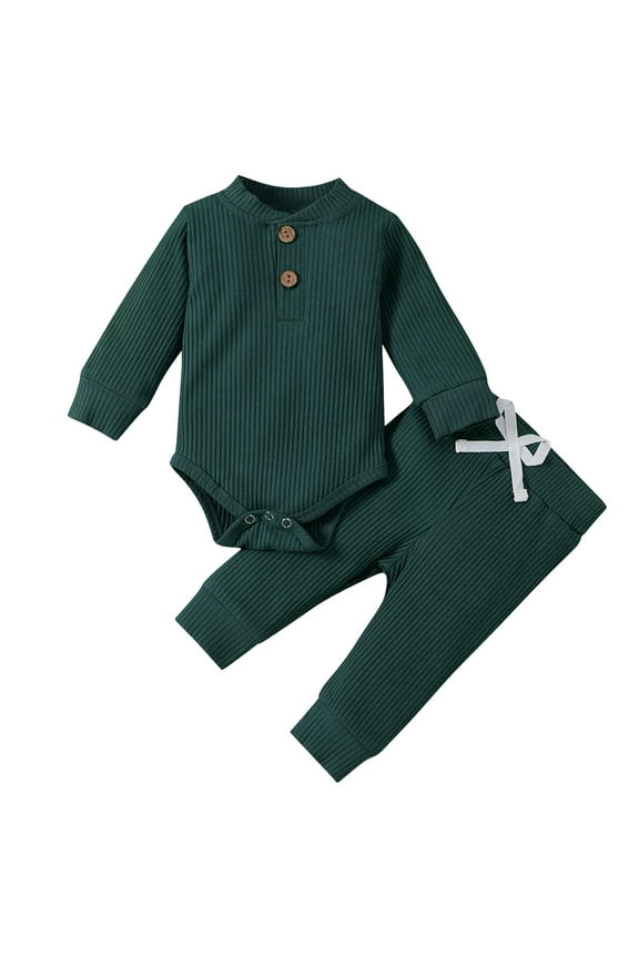 Boy Clothes Unisex Baby 3 Outfit Bundle Mix Match Pants Set 0 3 6 9 12 18 24 Months (Green,3-6 Months)