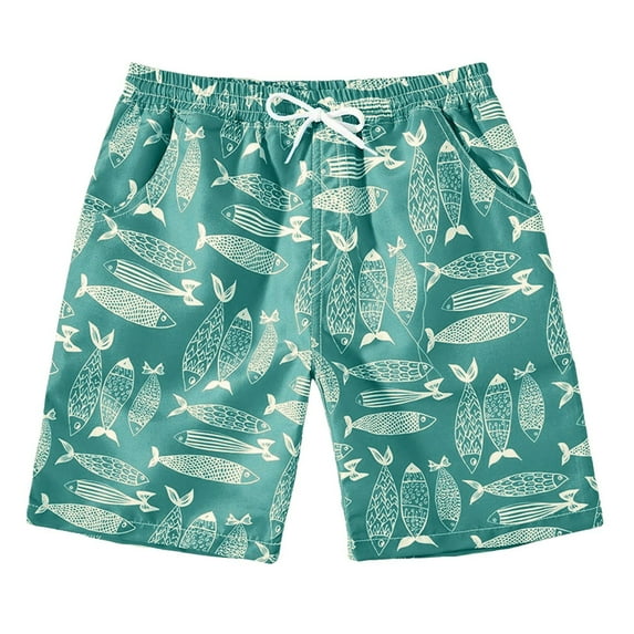 Gubotare Boy Swim Trunks Baby Boy Swim Trunks Cartoon Print Elastic Waist Swimming Shorts Beach Board Bathing Suit Swimwear Size 5-6T (Blue,5-6 Years)