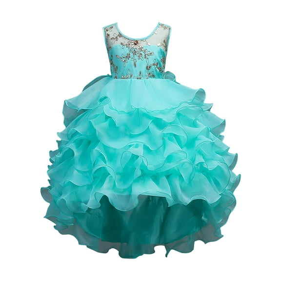 Gubotare Infant Dress Infant Baby Flower Girl Dress Tulle Tutu Dress Bowknot V Back Pageant Party Formal Baptism Dress (Green,Size 7-8 Years)