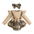 thumbnail image 1 of Gubotare Infant Girl Clothes Dresses Infant Baby Girl Romper Dress Baby Dress Romper Flowers Lace Fall Winter Clothes 0 3 6 9 12 18 24 Months (Brown,9-12 Months), 1 of 7