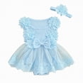 thumbnail image 1 of Gubotare Infant Girl Clothes Newborn Newborn Baby Girl Outfits Sleeveless Tie Shoulder Heart Romper Tulle Dress with Headband Set Spring Summer Clothes 0 3 6 9 12 18 24 Months (Blue,3-6 Months), 1 of 7