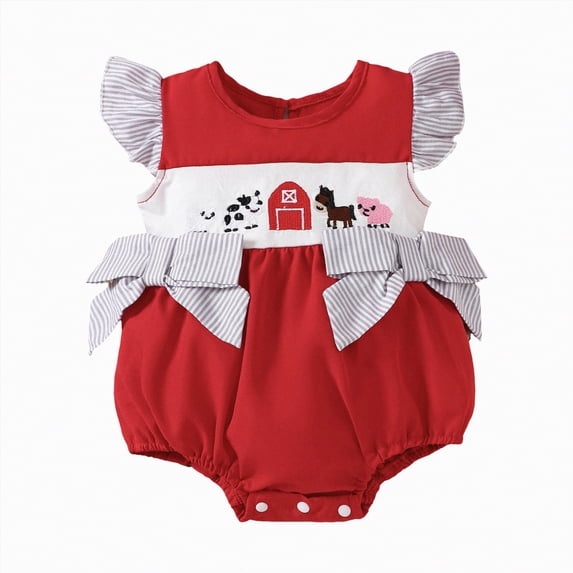 Gubotare Infant Girl Clothes Short Sleeve Baby Girl Bodysuits Cartoon Baby Clothes Soft Infant Outfits 0 3 6 9 12 18 24 Months (Red,3-6 Months)