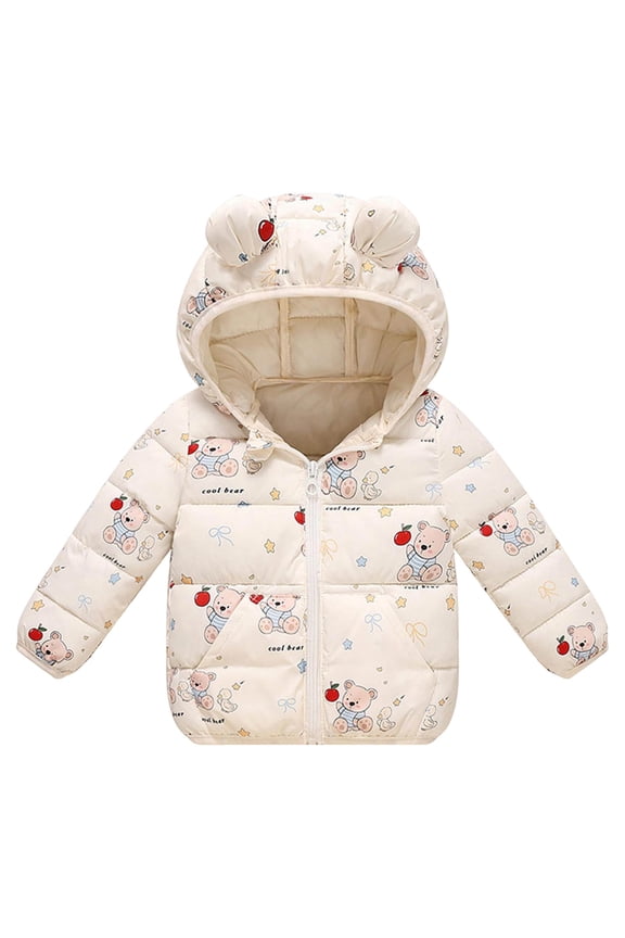 Infant Jacket Baby Girls' Water-Resistant Soft Mini Fur Lined Puffer Jacket Winter Coat for Newborn Infant Toddler 4T 5T (Beige,4-5 Years)