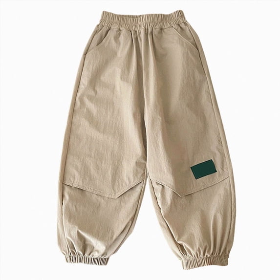 Gubotare Infant Pants Girl Boys Linen Suits Pants Kids Lightweight Flat Front Dress Pants for Toddler Boy Teens Formal School Uniform Trousers Size 9-11 (Beige,9-11 Years)