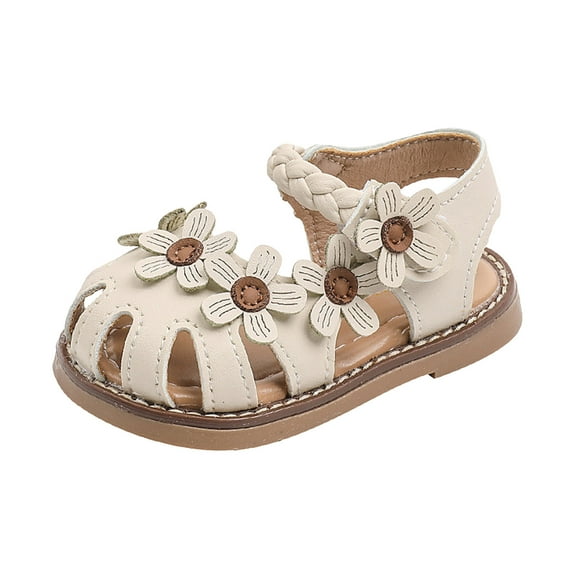 Gubotare Sandals Girls Baby Boys Girls Sandals Non Slip Soft Sole Outdoor Athletic Shoes Toddler First Walker Crib Summer Shoes Size 4.5 (Beige, 4.5)