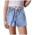 thumbnail image 1 of Gubotare Shorts Girl Little Girls Jean Shorts Cut Off Denim Shorts Elastic Waist Drawstring Shorty Shorts for Teen Girls (Blue,Size 11-12 Years), 1 of 8