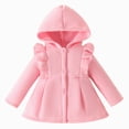 thumbnail image 1 of Gubotare Infant Toddler Baby Girls Hooded Coat Ruffle Button Jacket Kids Winter Outerwear 6 9 Months (Pink,6-9 Months), 1 of 9