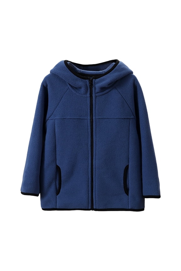 Jacket For Girls Toddler Girls Fuzzy Hoodies Zipper Fleece Jackets Sherpa Pullover Outerwear Coats Size 2T 3T (Blue,2-3 Years)