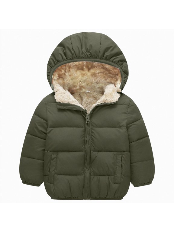 Jacket Kids Sherpa Lined Hooded Puffer Coat Heavyweight Warm Winter Jacket (AG,7-8 Years)