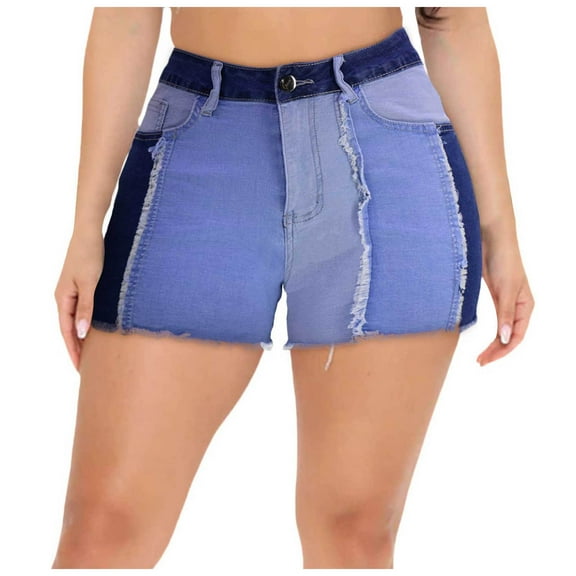 Gubotare Jean Shorts Women's Stretchy Denim Mid Rise Jean Shorts with Pockets (Dark Blue,Size XL)