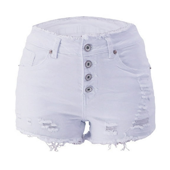 Gubotare Jean Shorts for Women Jean Shorts for Women Mid Rise Trendy Casual Summer Cute Jorts Fold Hem Stretchy Denim Shorts (White,Size L)