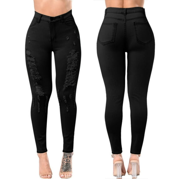 Gubotare Jeans For Women Women's Plus Size Regular Fit Straight Leg Jean,Black L