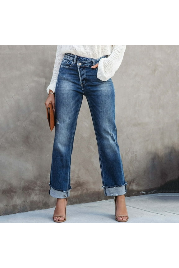 Jeans Women Plus Size Women's Stretch Pull-On Boot Cut Riding Jean (Blue,S)