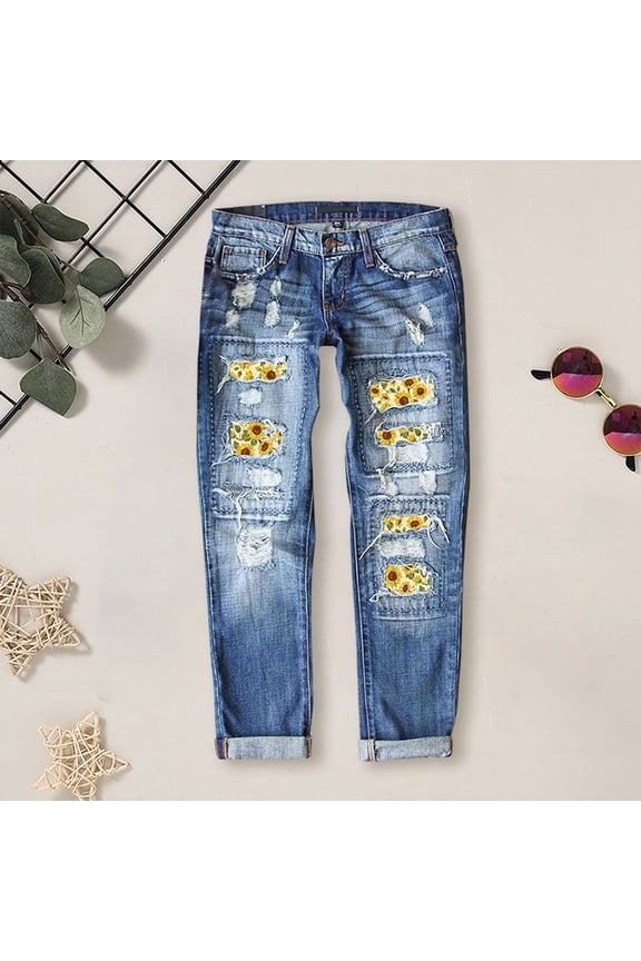 Jeans Women Women's Classic Loose Boyfriends Jeans Denim Pants (A,M)