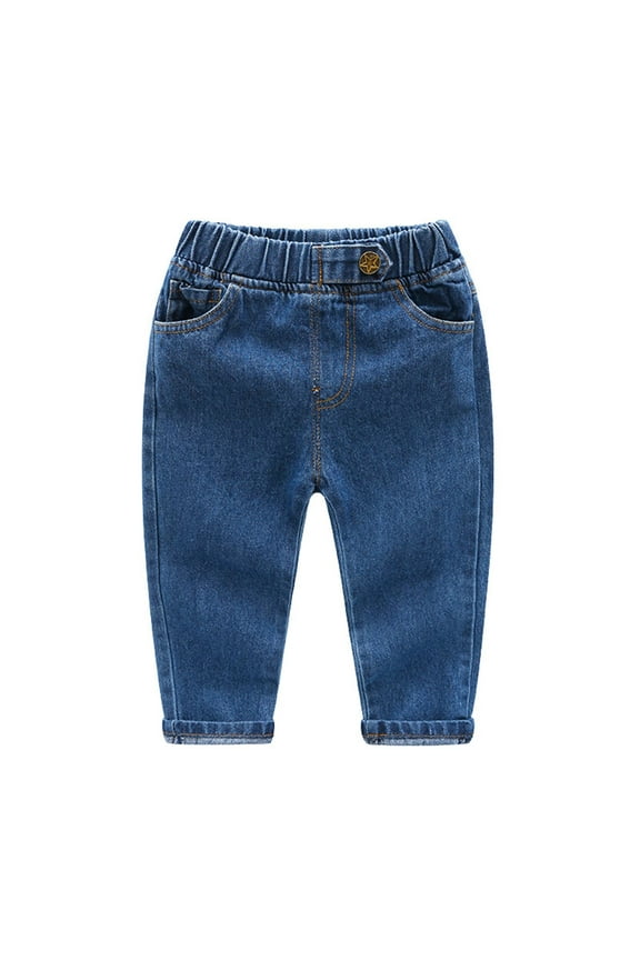Jeans for Boys Baby Toddler Straight Leg Stretch Denim Jeans 12 18 24 Months 2T 3T 4T 5T,Dark Blue 4-5 Years