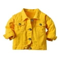 thumbnail image 1 of Gubotare Jeans for Kids Baby Toddler Girls Basic Denim Jacket Size 3T 4T (Yellow,3-4 Years), 1 of 7