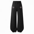 thumbnail image 1 of Gubotare Jeans for Little Girls' Cargo Jeans with Pocket, Wide Leg and Split Hem Denim Pants Size 8-9 (Black,8-9 Years), 1 of 9