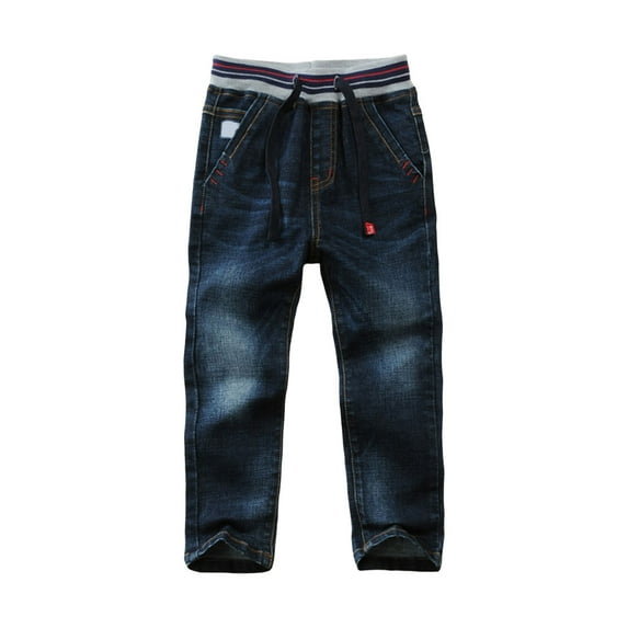 Gubotare Jeans for Teens Boys Loose Boys Jeans,Little Boy Elastic Band Soft Denim Pants Size 6-7 (Black,6-7 Years)