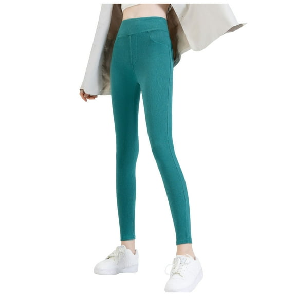 Gubotare Jeans for Women Stretchy Womens Skinny Jeans Mid Rise, Stretch Denim Jean Slim Fit Leg Elastic Waist Pants with Pockets (Green,Size M)