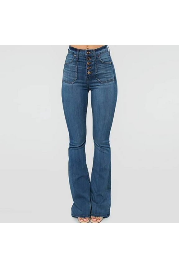 Flared Jeans for Women Women's Ripped Boyfriend Jeans Jogger Relaxed Pants (B,S)