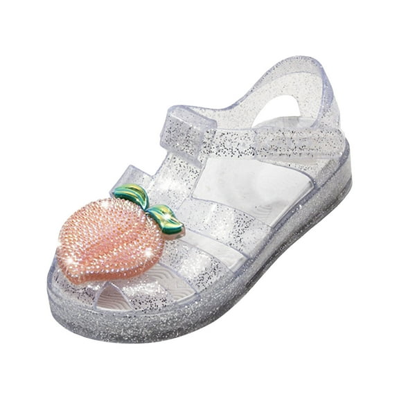 Gubotare Jellies Shoes for Girls Princess Girls Sandals Dance Party Jelly Shoes Mary Jane for Toddler Kids Size 6.5 (White,Toddler 6.5)