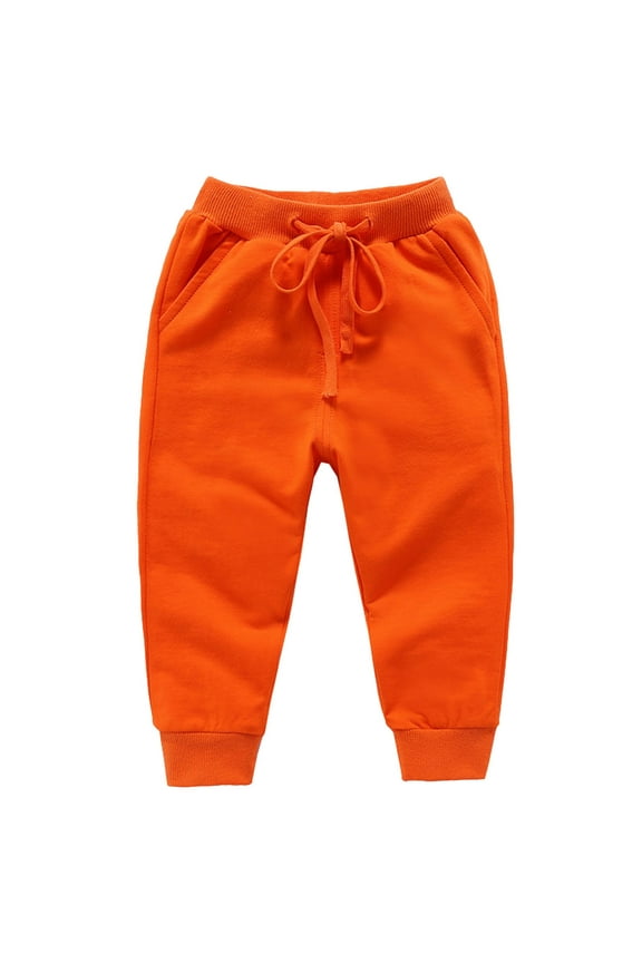 Joggers for Toddler Boys Boys Soft Sweatpants, Stretch Joggers Pants for Babies & Toddlers Size 3T 4T (Orange,3-4 Years)