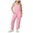 thumbnail image 1 of Gubotare Jumpsuit for Little Girls Girls Wide Leg Jumpsuit Sleeveless Ruffle One Piece Rompers Size 5-6T (Pink,5-6 Years), 1 of 9