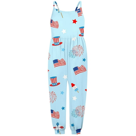 Gubotare Jumpsuits for Girls Toddler Girl Sleeveless Jumpsuits Outfits Ruffle Sleeveless Romper Size 4-5T (Sky Blue,4-5 Years)