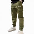 thumbnail image 1 of Gubotare Khaki Pants for Boys Uniform Boys Dress Pants Kids Elastic Waist Straight Leg Uniform Pants Casual Trousers with Pockets Size 9-10 (Green,9-10 Years), 1 of 6