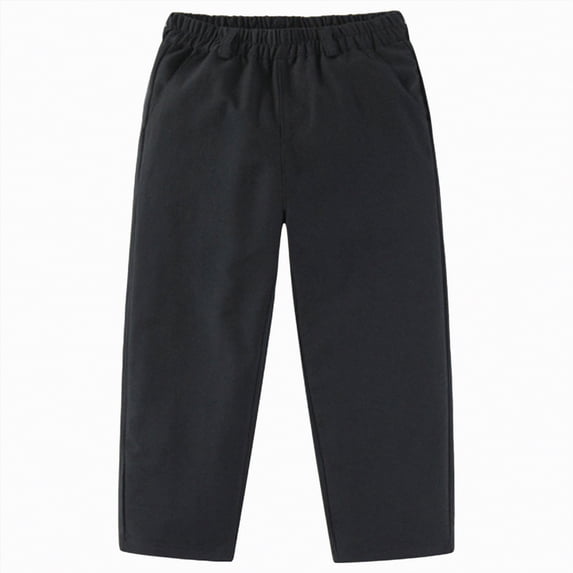 Gubotare Khaki Pants for Boys Uniform Boys' Elastic Waist Chino Pants - Stretch Pull-On Twill Uniform Pants for Kids & Youth Size 15-16 (Black,15-16 Years)