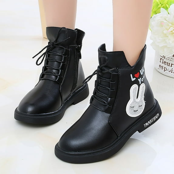 Gubotare Kid Boots Toddler Girls Boys Boots Little Kid Classic Hiking Boots Side Zipper Casual Walking Work Boots High Top Lace Up Combat Ankle Boots Size 11.5 (Black,Little Kids 11.5)