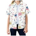 thumbnail image 1 of Gubotare Kid Boys 4th of July Button Down Shirt Hawaiian Shirt Summer Short Sleeve Shirt (Red,Size 5-6 Years), 1 of 4