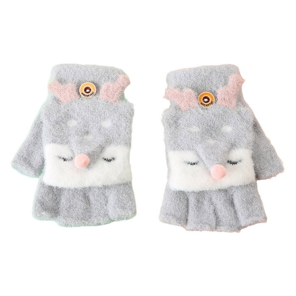 Gubotare Kid Gloves Kids Gloves Full Fingers Knitted Gloves Warm Mitten Winter Favor for Little Boys and Girls (Grey,2-6 Years)