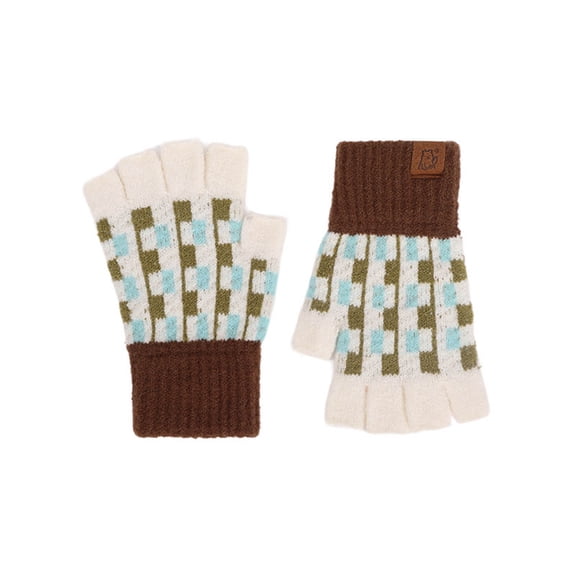 Gubotare Kid Gloves Winter Boys' and Girls' Solid Knitted Half Finger Mittens Typing Gloves (Brown,6-9 Years)
