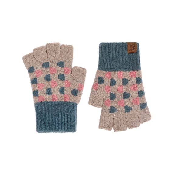 Gubotare Kid Gloves Winter Kids Double Layer Warm Knit Mittens Girls Boys Winter Outdoor Gloves (Khaki,6-9 Years)