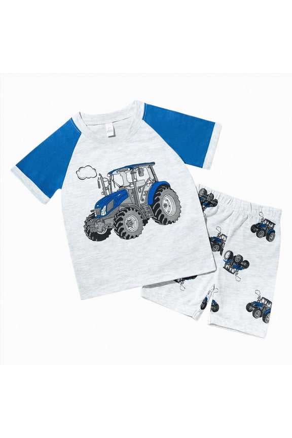 Kid Pajamas Boys Baby Pajamas Set Shirt and Pants Toddler Cotton Pjs Short Sleeve Sleepwear 2T 3T (Blue,2-3 Years)