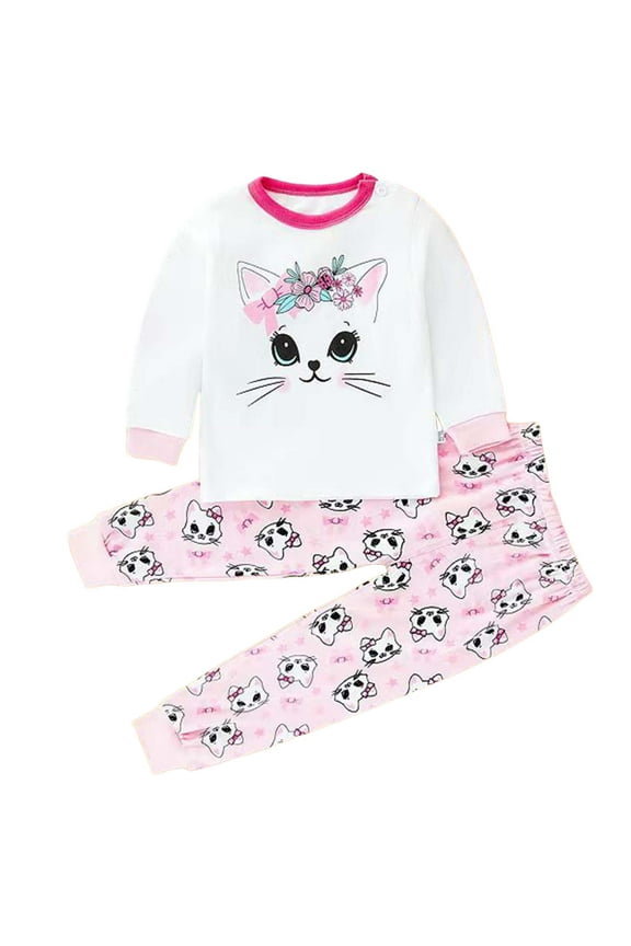 Kid Pajamas Girls Toddler Soft Pajamas Solid Snug Fit Long Sleeve Sleepwear Baby Boys Girls PJs 2-Piece Set Size 4T 5T (White,4-5 Years)