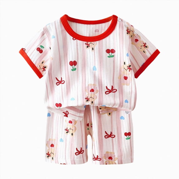 Gubotare Kid Pajamas Kids Toddler Girl Pajamas Fuzzy Trim Satin Button Down Shirt Top and Shorts 2pcs Pjs Sets Sleepwear 4T 5T (Pink,4-5 Years)