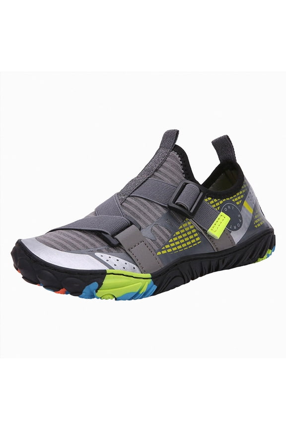 Kid Swim Shoes Kid Water Shoes Swim Quick Dry Sea Shoes for Big Boys Girls Size 2.5 (Grey,Big Kids 2.5)