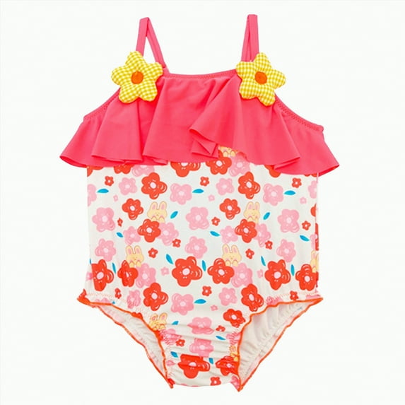 Gubotare Kids Bathing Suits Infant Kids Baby Girl Swimsuit Toddler Bikini Bow Swimwear Beach Bathing Suit 12 24 Months (Watermelon Red,12-24 Months)