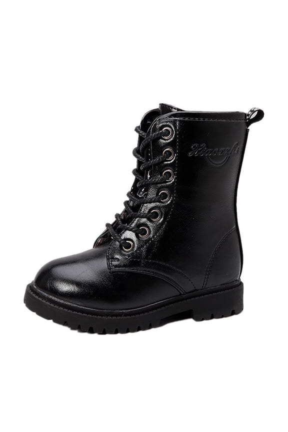 Kids Boots Girls Boots for Girls, Kids Fashion Ankle Short Boots Girls Winter Boots Soft Sole Side Zip Heart Design Combat Boots Size 4.5 (Black,Big Kids 4.5)