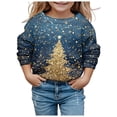 thumbnail image 1 of Gubotare Kids Boy Girl Merry and Bright Crewneck Sweatshirt Merry Christmas Sweatshirt Retro Xmas Long Sleeve Pullover Tops Girl Christmas Outfit (Dark Blue,12-18 Months), 1 of 4