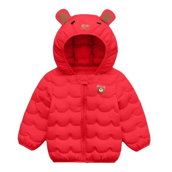 Gubotare Kids Boys Puffer Jacket Baby Puffer Jacket Hooded Light Winter Coats Bear Ears Zipper Up Down Coats Outwear for Toddler Boys Girls Size 18 24 Months (Red,18-24 Months)