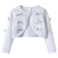 thumbnail image 1 of Gubotare Kids Cardigan Girls Girls Kids Bolero Cardigan Sweater Cute Ruffle Design Long Sleeve Button Knit Shrug Cropped Cover Up Jacket Tops Size 5T 6T (White,5-6 Years), 1 of 5